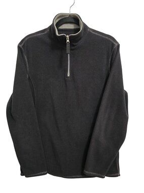 Men's Club Room Black 1/4 Zip Fleece Pullover Jacket Small Soft Polyester